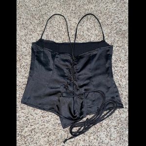 Motel Cosey Satin Cropped Lace-Up Cami